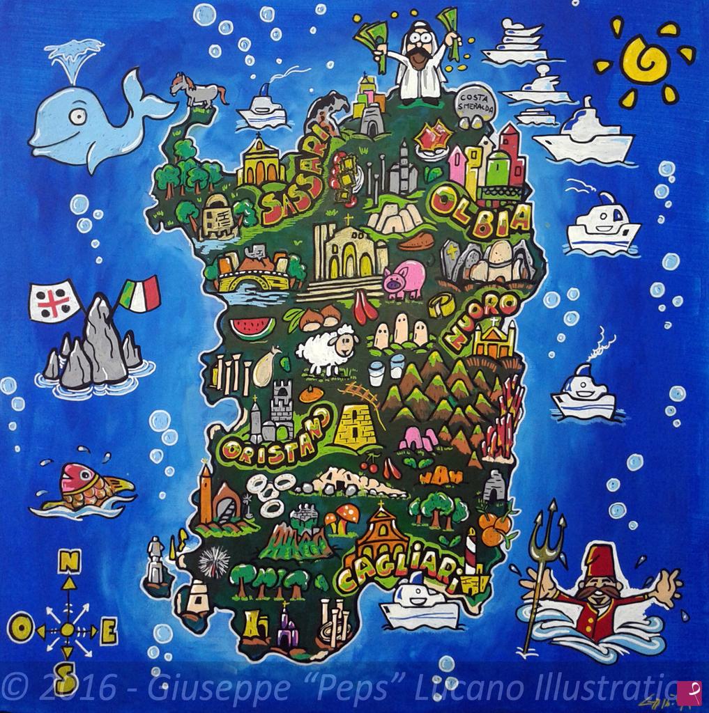 quadri in vendita online - Sardian Maps Tourism (2015)