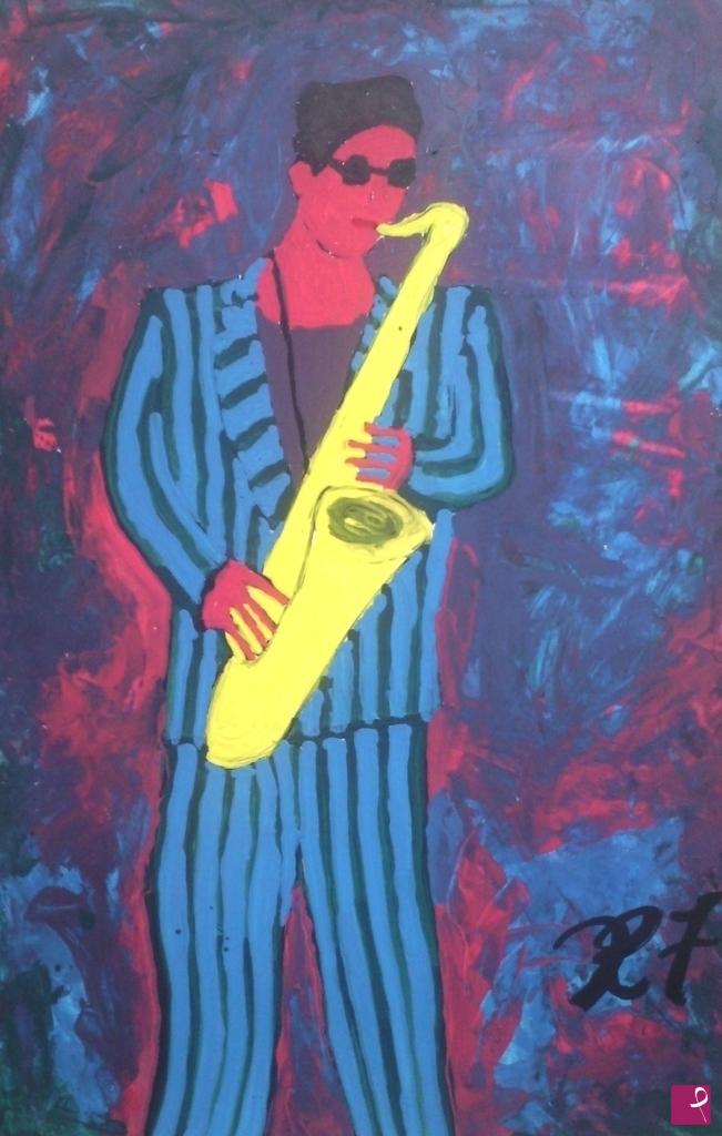 quadri in vendita online - sax (18x33; olio su carta)