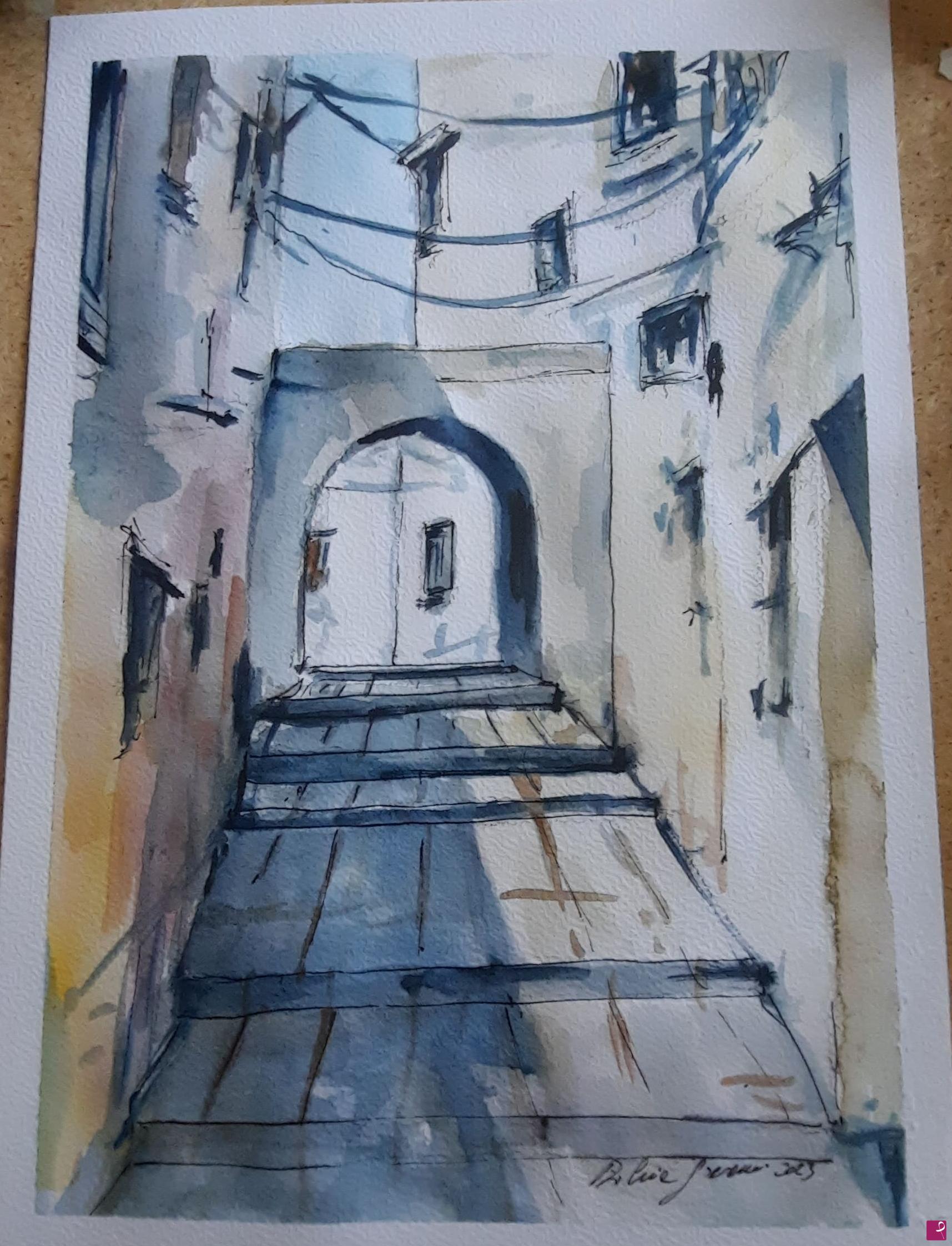 quadri in vendita online - Scalinata nei Sassi di Matera