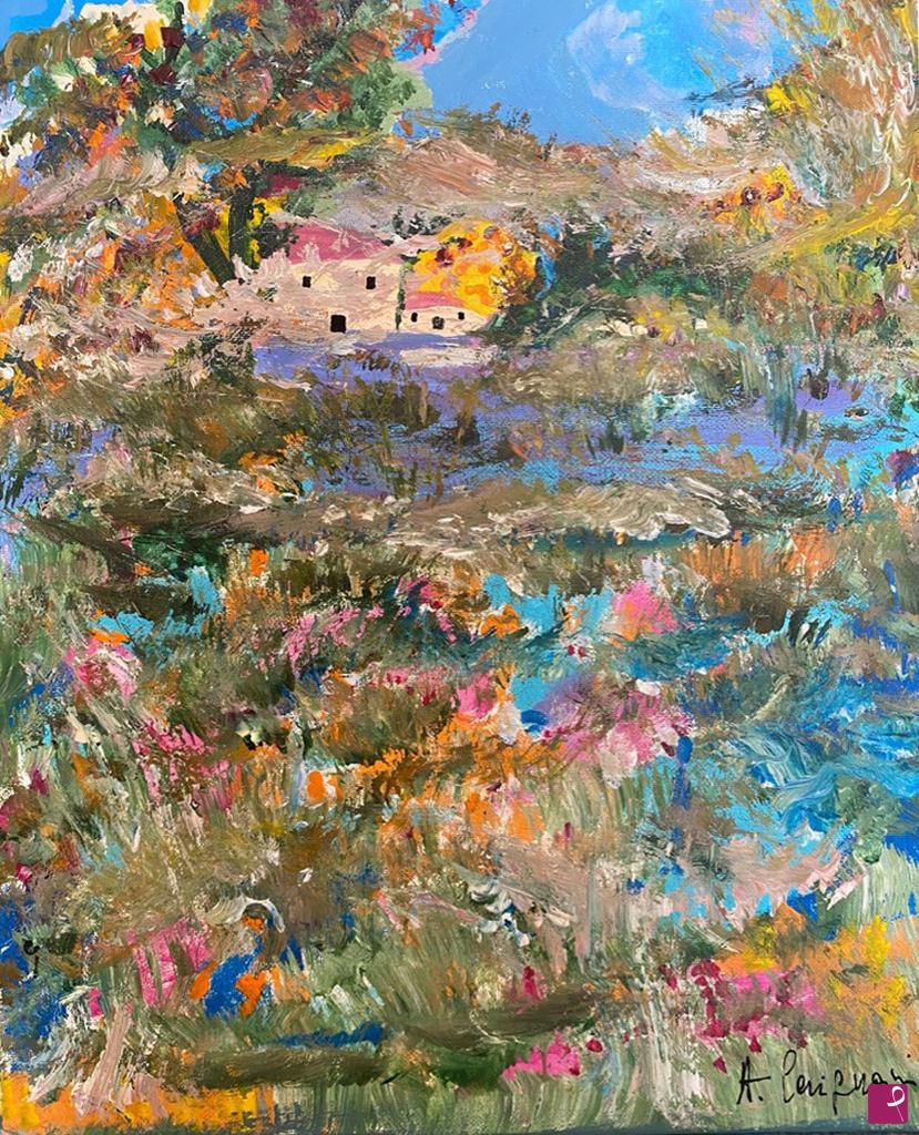 quadri in vendita online - Schizzi di campagna colorata 