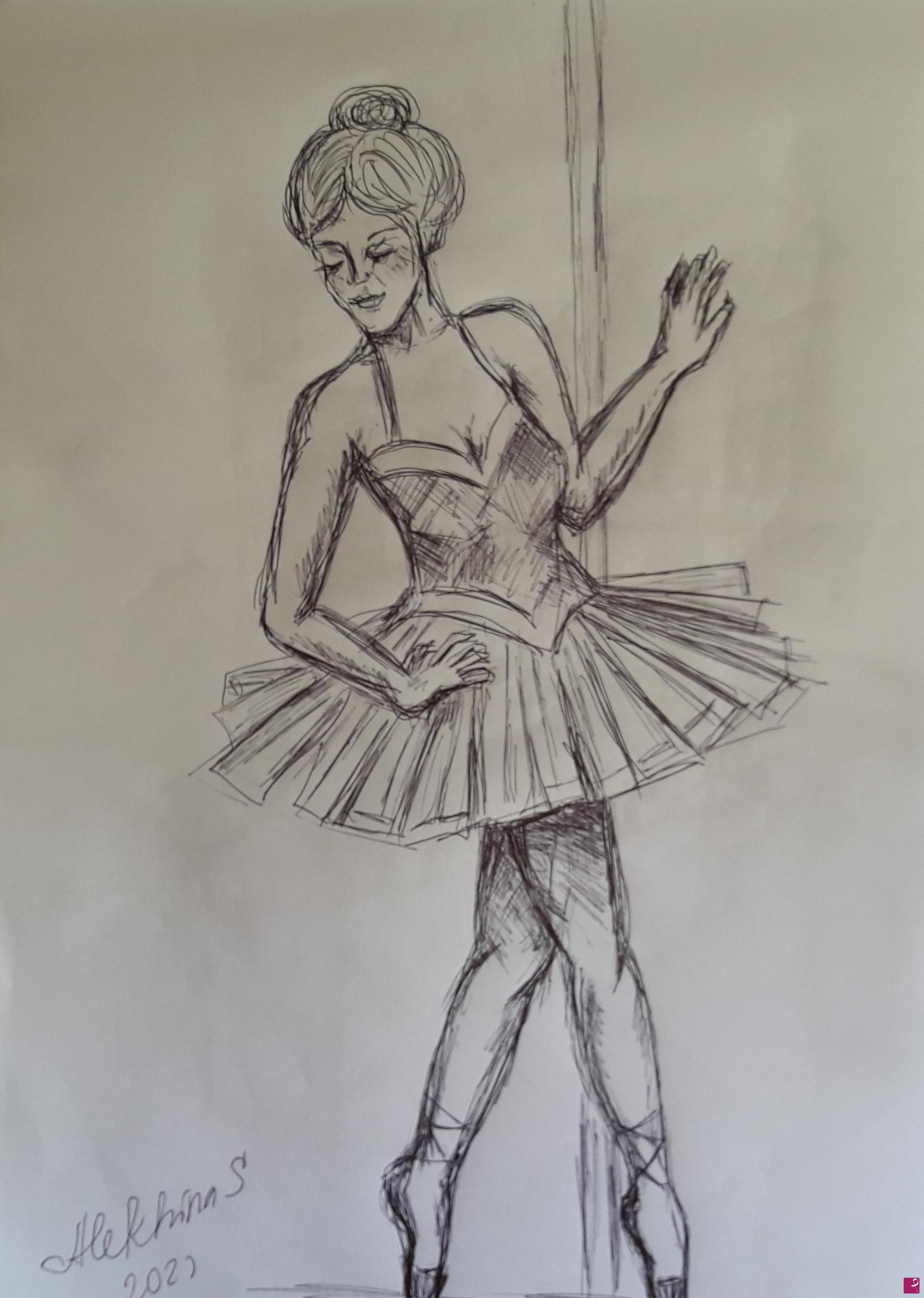 quadri in vendita online - Schizzo ballerina