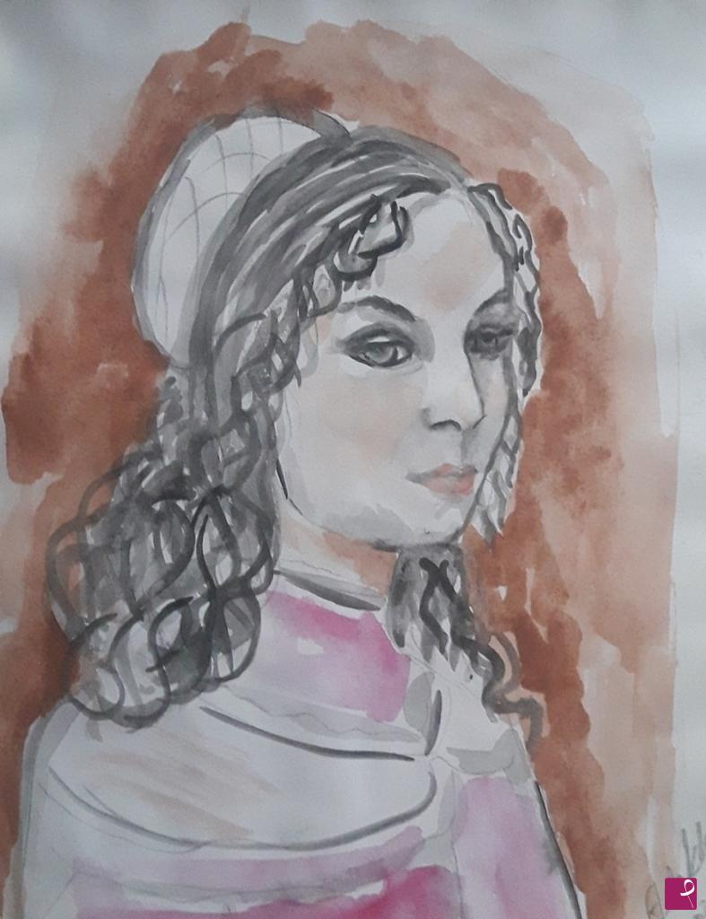 quadri in vendita online - Schizzo. Donna d'epoca 
