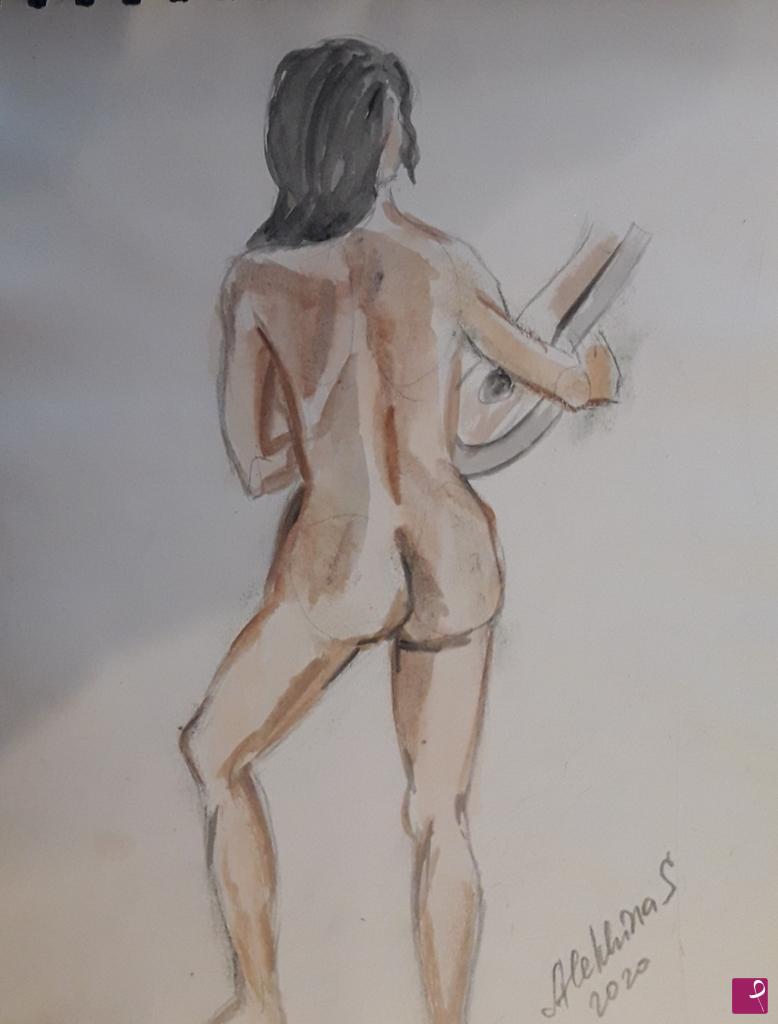 quadri in vendita online - Schizzo . Donna nuda