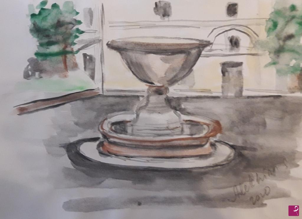 quadri in vendita online - Schizzo. La fontana 