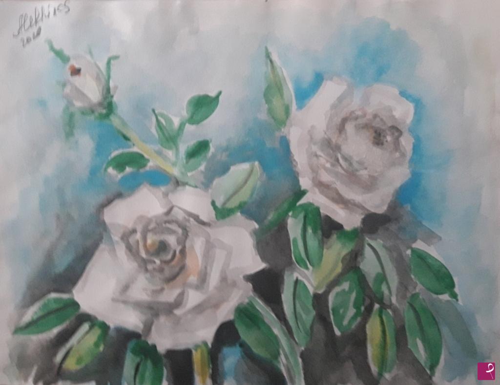 quadri in vendita online - Schizzo. Le rose bianchi