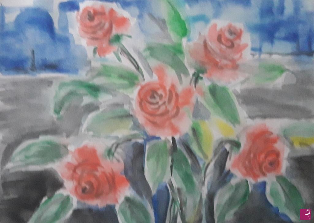 quadri in vendita online - Schizzo. Rose