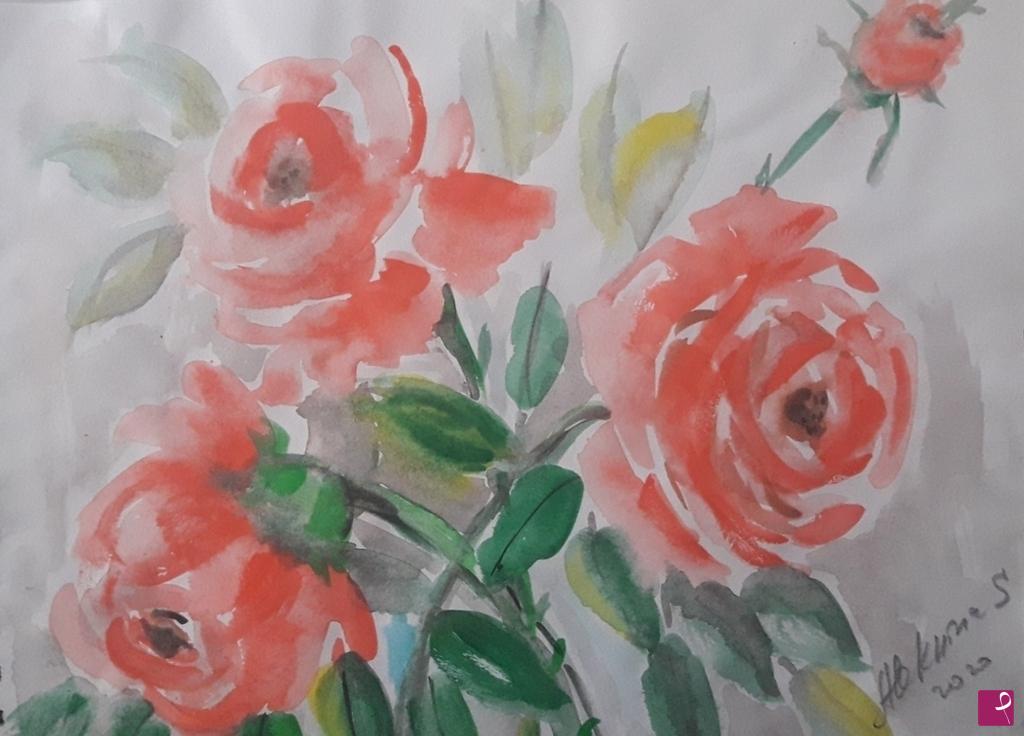 quadri in vendita online - Schizzo. Rose