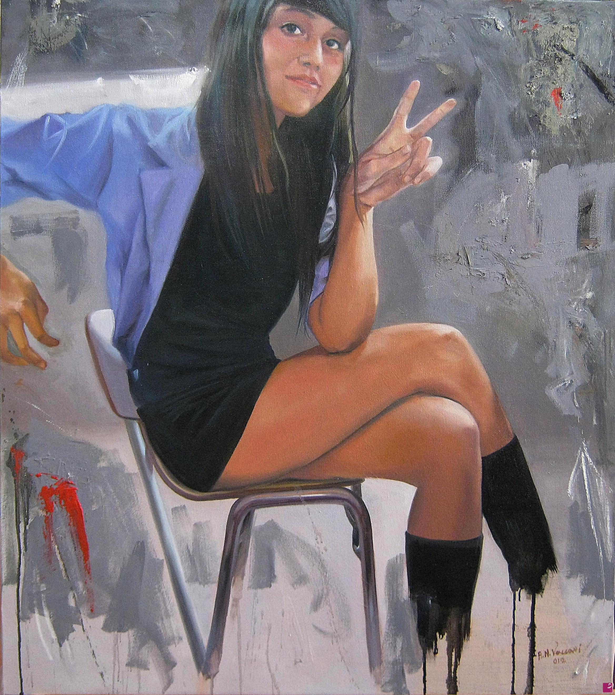 quadri in vendita online - schoolgirl tumblr - olio e acrilico su tela -  2012