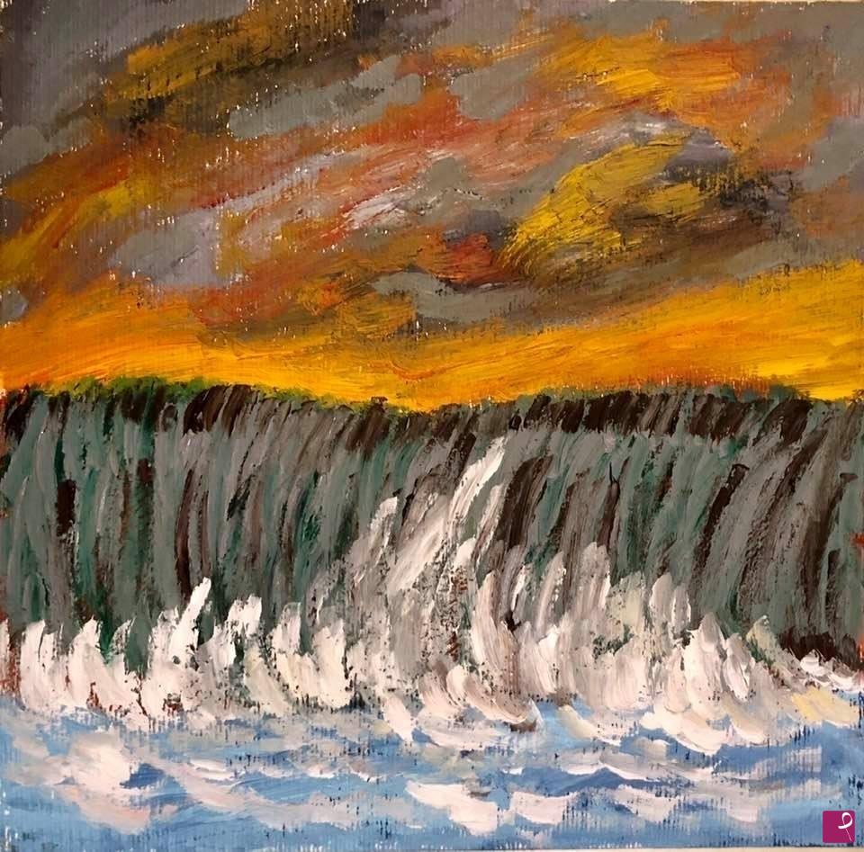 quadri in vendita online - Scogliera al tramonto 