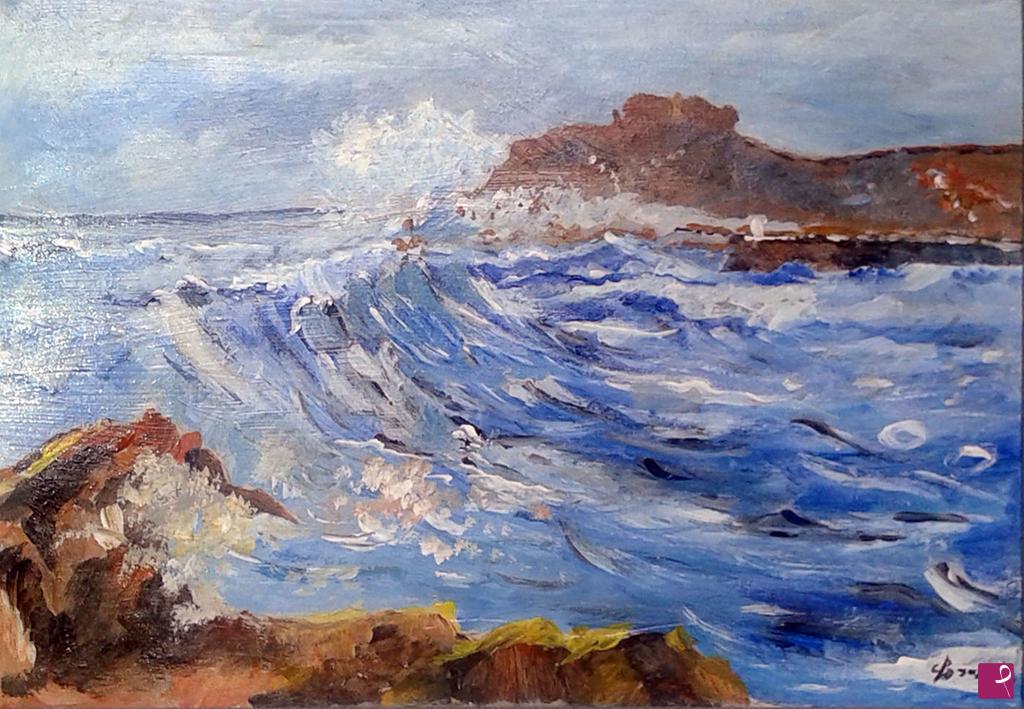 quadri in vendita online - scogliera con mare mosso