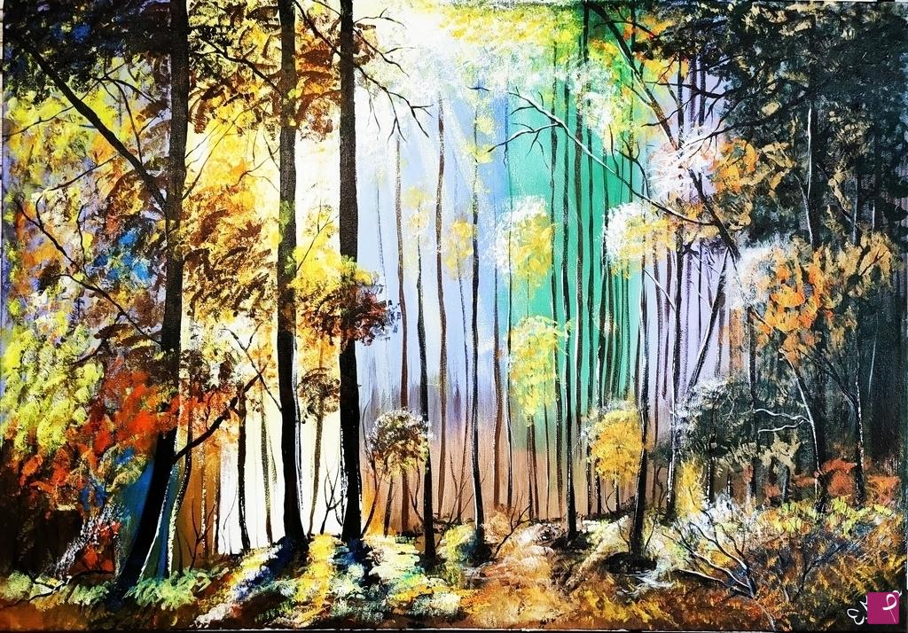 quadri in vendita online - Scorci di luce nel bosco