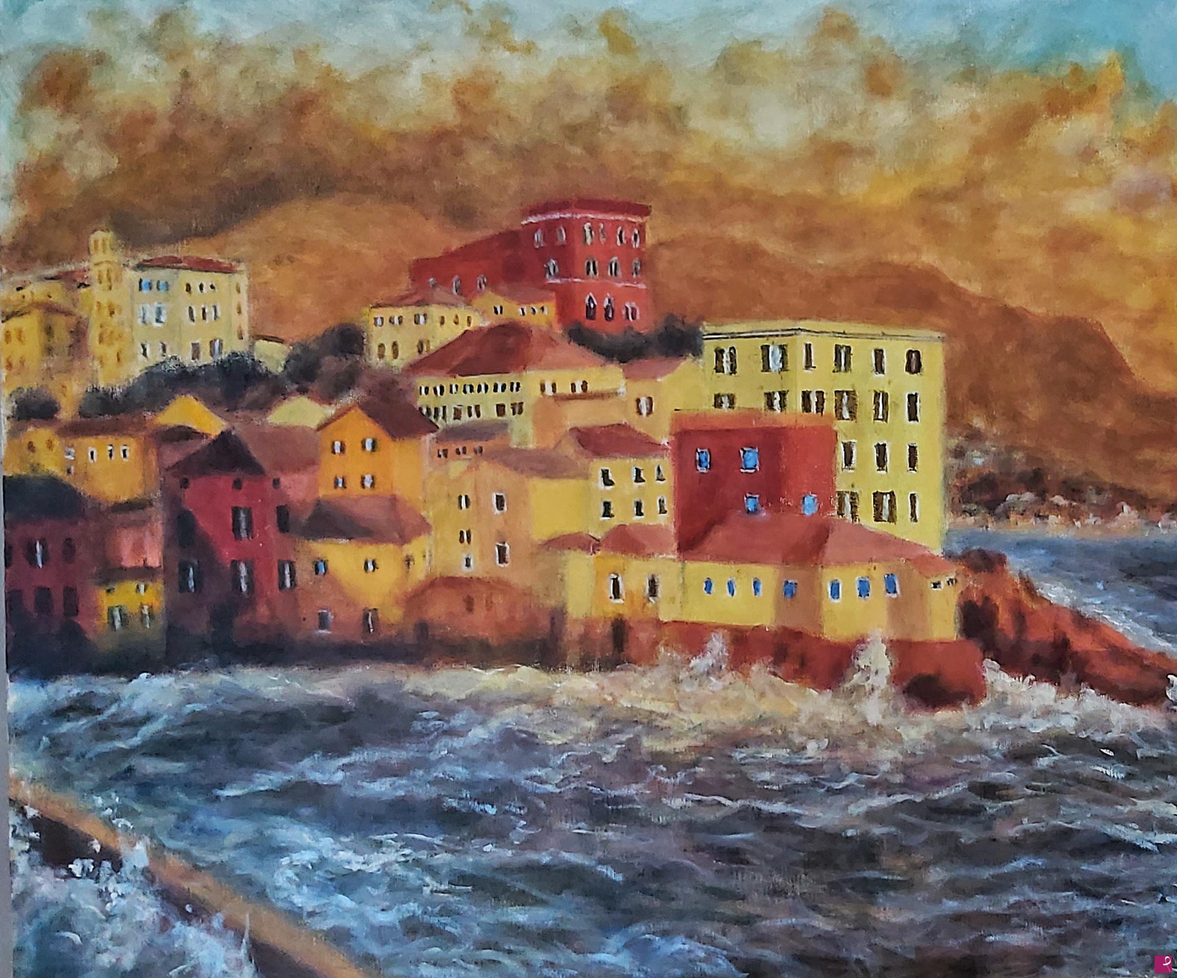 quadri in vendita online - Scorci di vita tra onde e ricordi (sul far della sera) - RIF. LG-187-CL OT60X70-O2024
