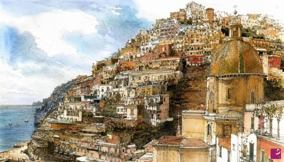 quadri in vendita online - Scorcio costiera Amalfitana