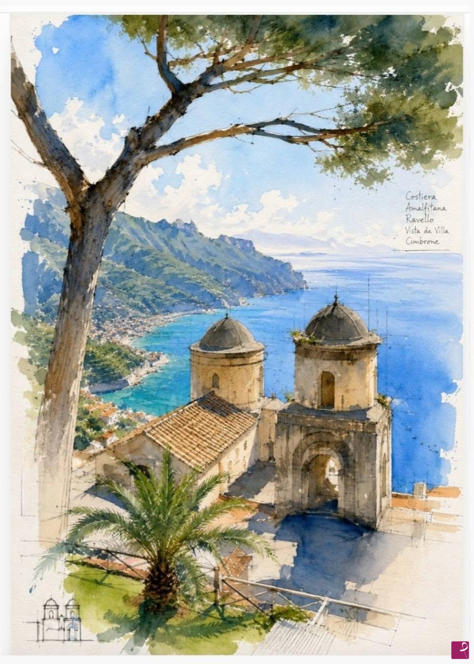 quadri in vendita online - Scorcio costiera Amalfitana