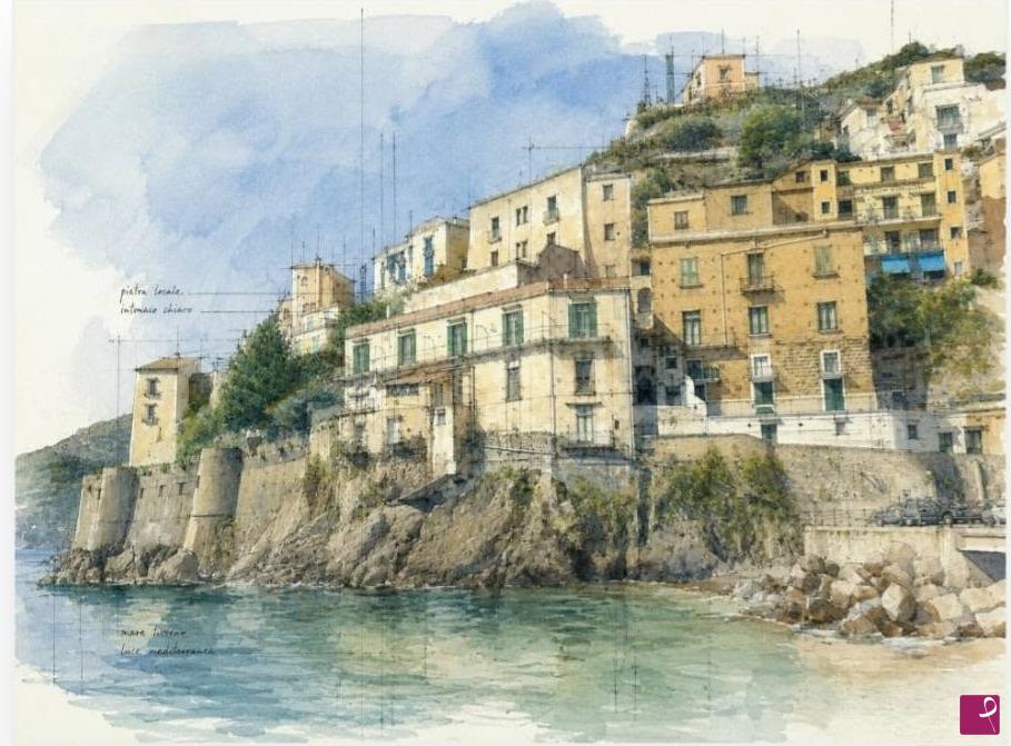 quadri in vendita online - Scorcio costiera Amalfitana