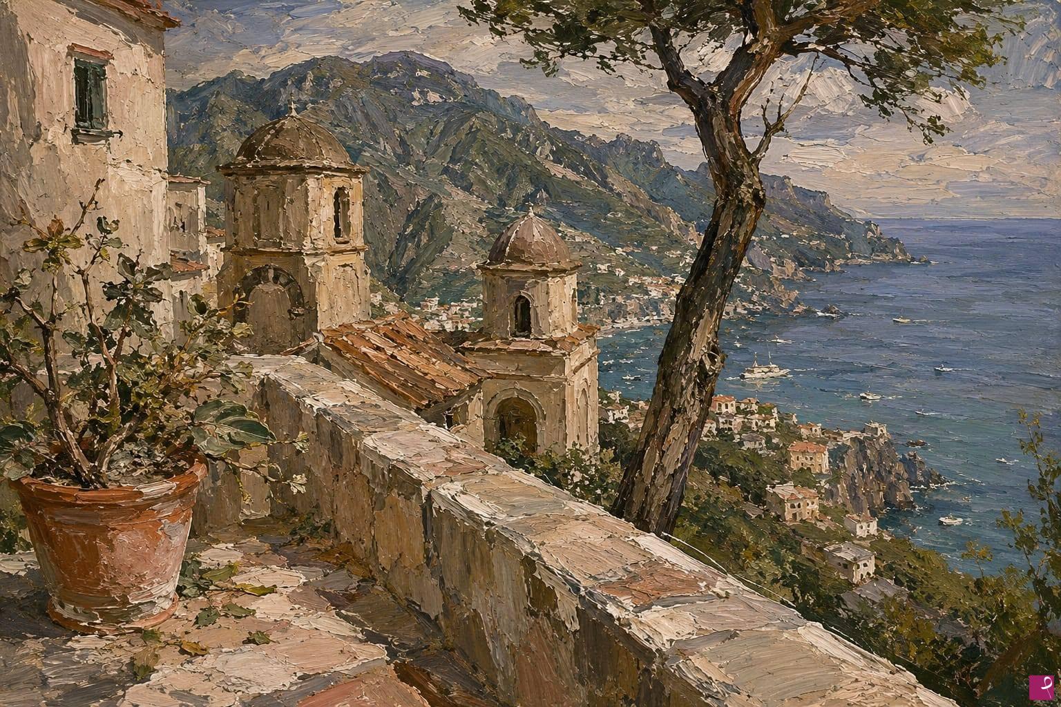 quadri in vendita online - Scorcio costiera Amalfitana