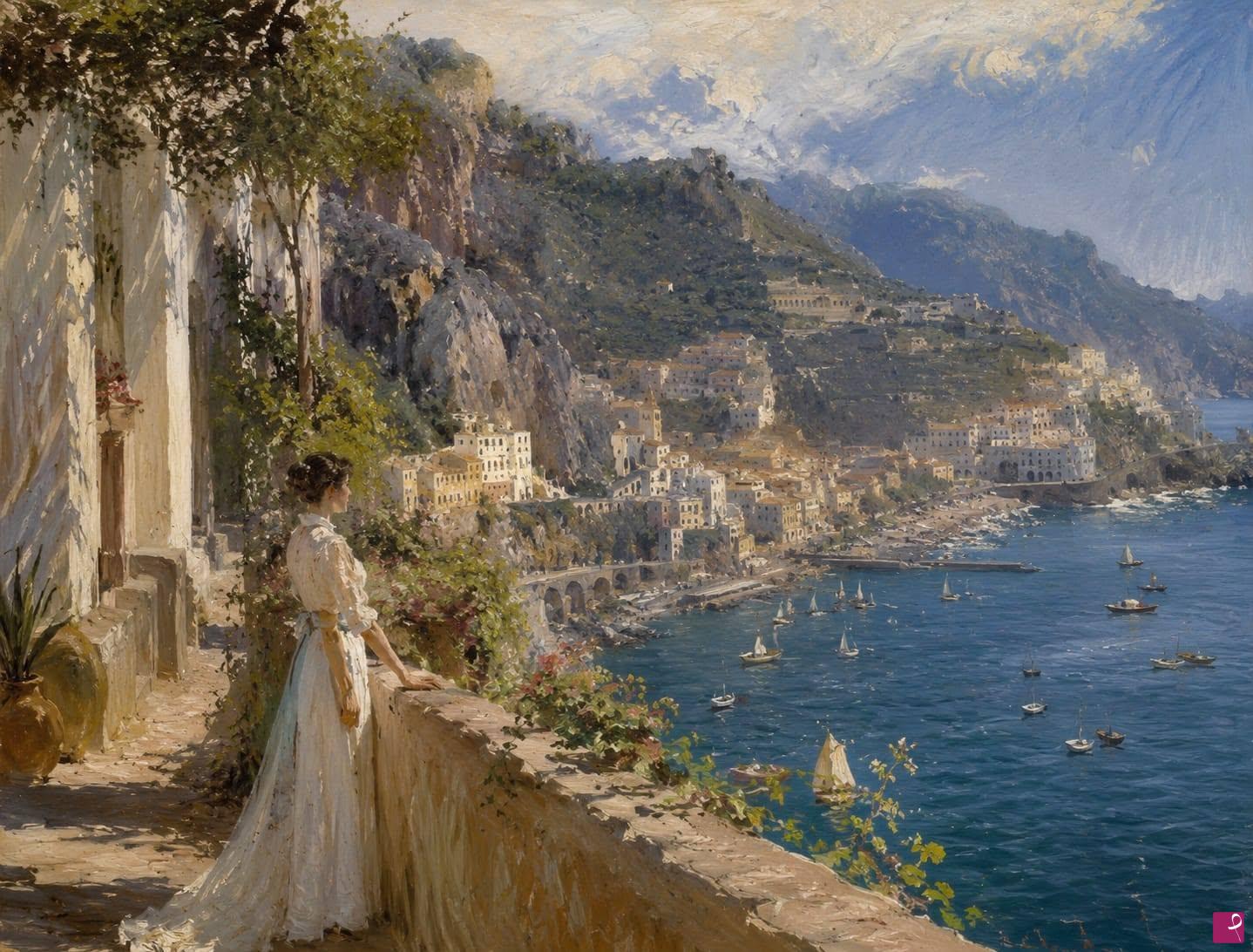 quadri in vendita online - Scorcio costiera Amalfitana