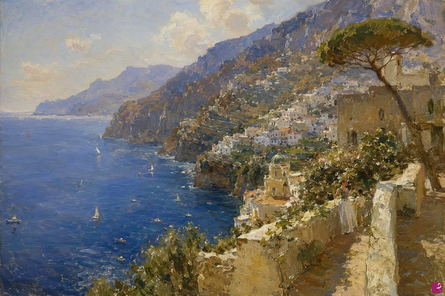 quadri in vendita online - Scorcio costiera Amalfitana