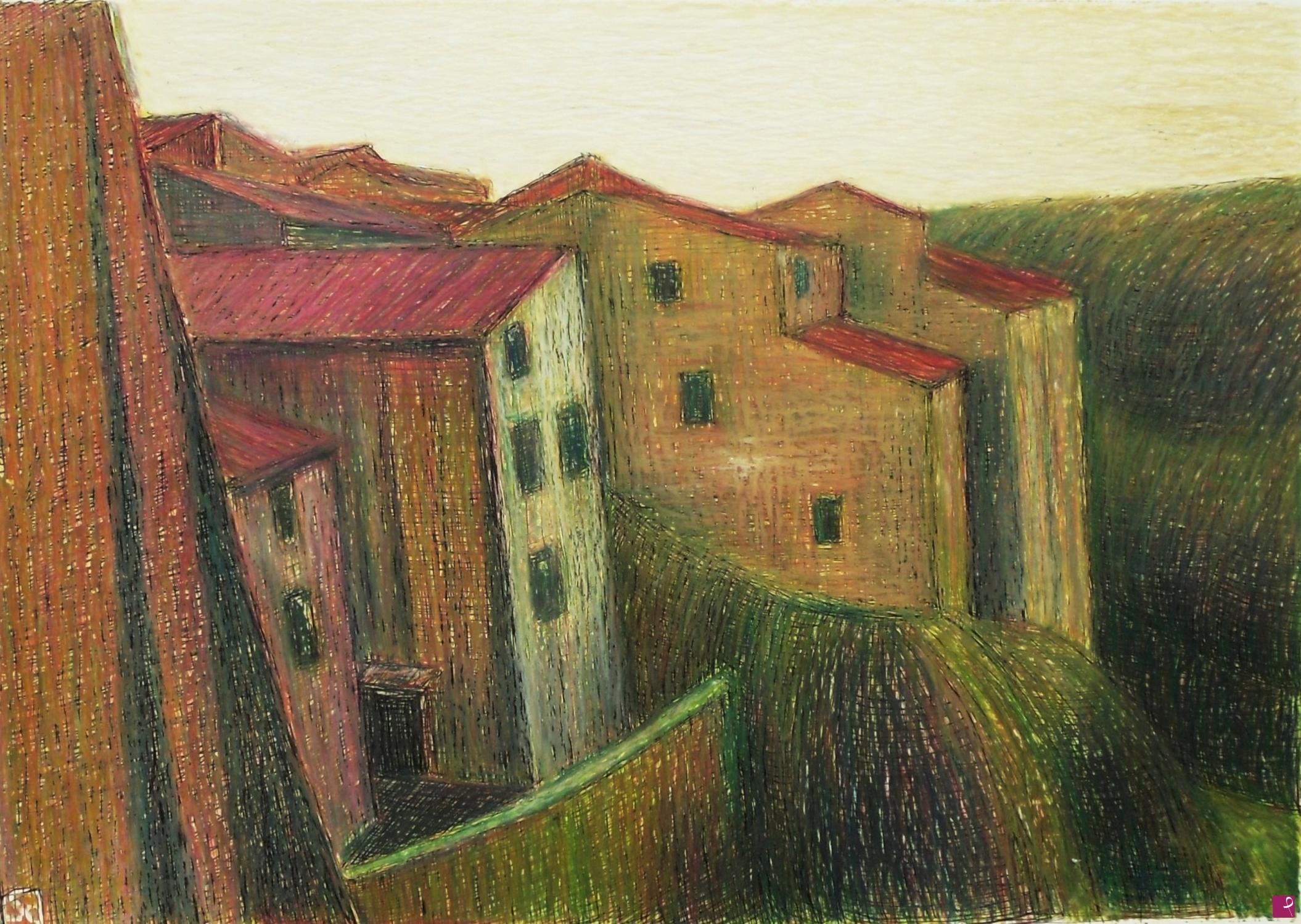 quadri in vendita online - Scorcio del borgo di Pittigliano