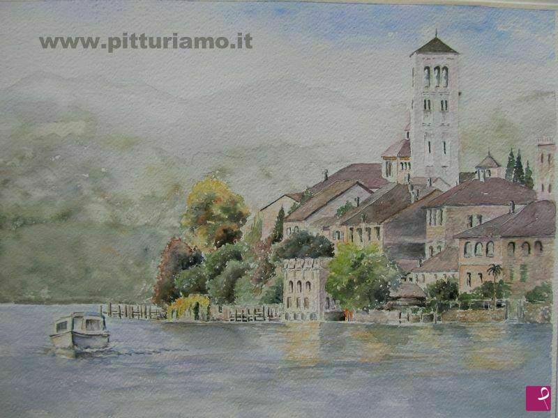 quadri in vendita online - Scorcio dell'Isola di San Giulio Orta S. Giulio