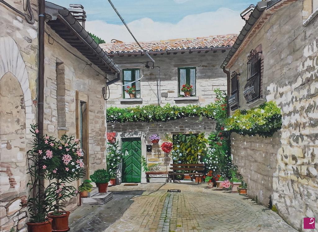 quadri in vendita online - Scorcio di Cantiano 