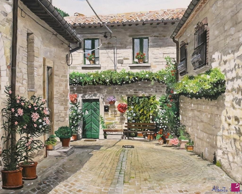quadri in vendita online - Scorcio di Cantiano 