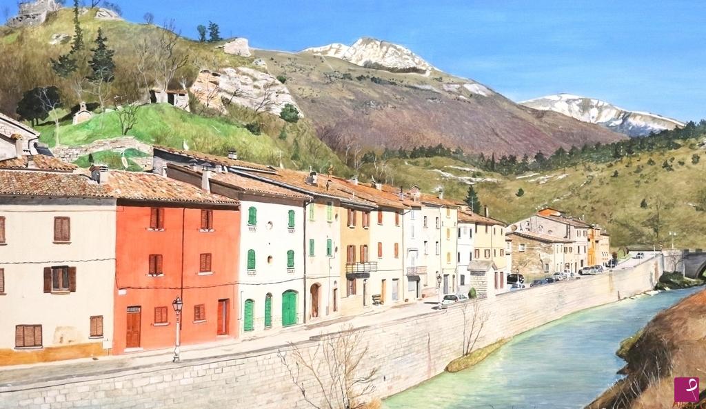 quadri in vendita online - Scorcio di Cantiano 
