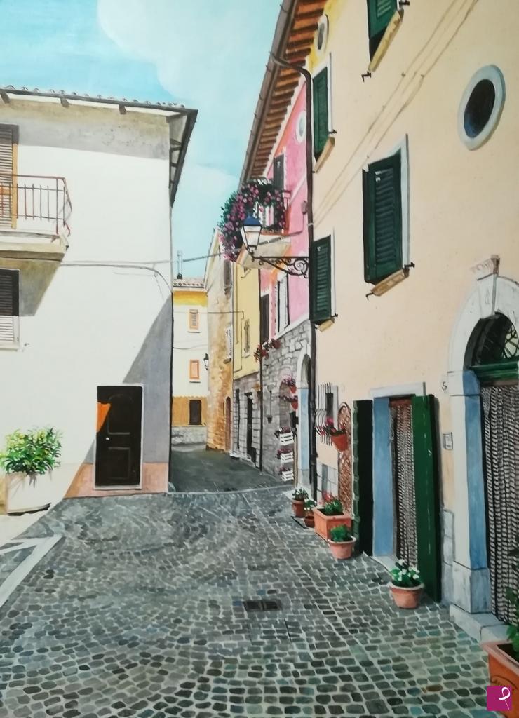 quadri in vendita online - Scorcio di Cantiano 