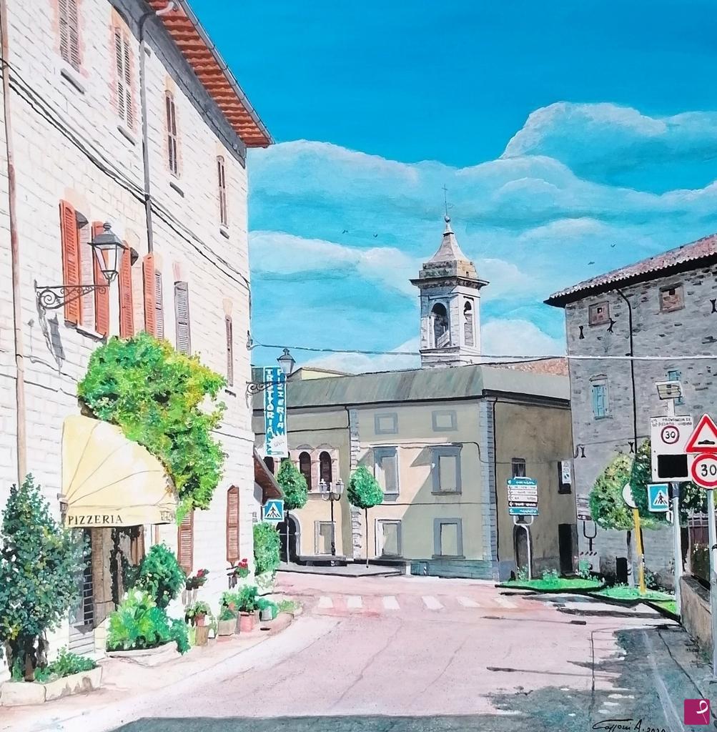 quadri in vendita online - Scorcio di Cantiano 