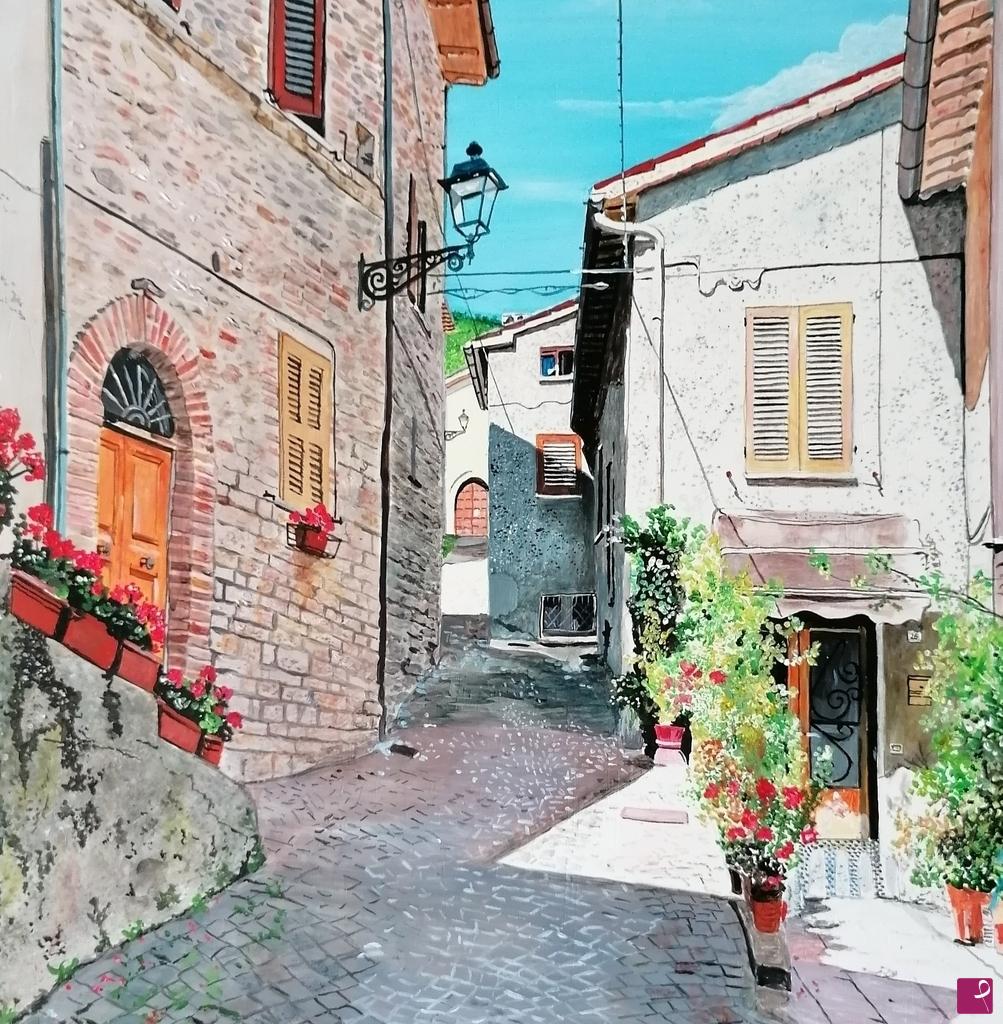 quadri in vendita online - Scorcio di Cantiano 