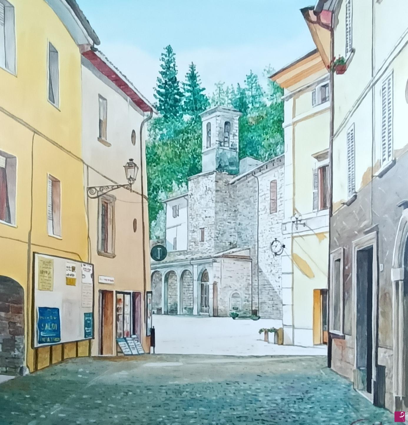 quadri in vendita online - Scorcio di Cantiano 