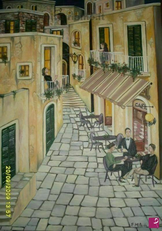 quadri in vendita online - Scorcio di centro storico