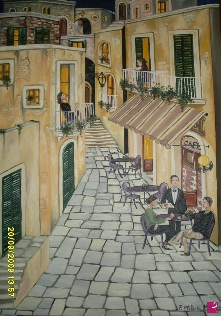 quadri in vendita online - Scorcio di centro storico