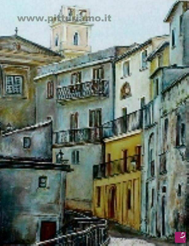 quadri in vendita online - Scorcio di Guardia Piemontese paese