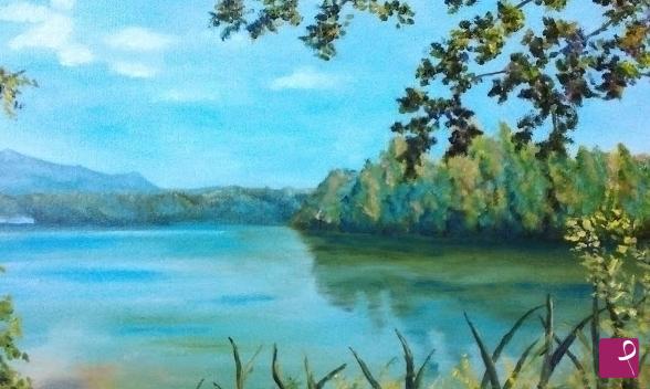 quadri in vendita online - Scorcio di lago