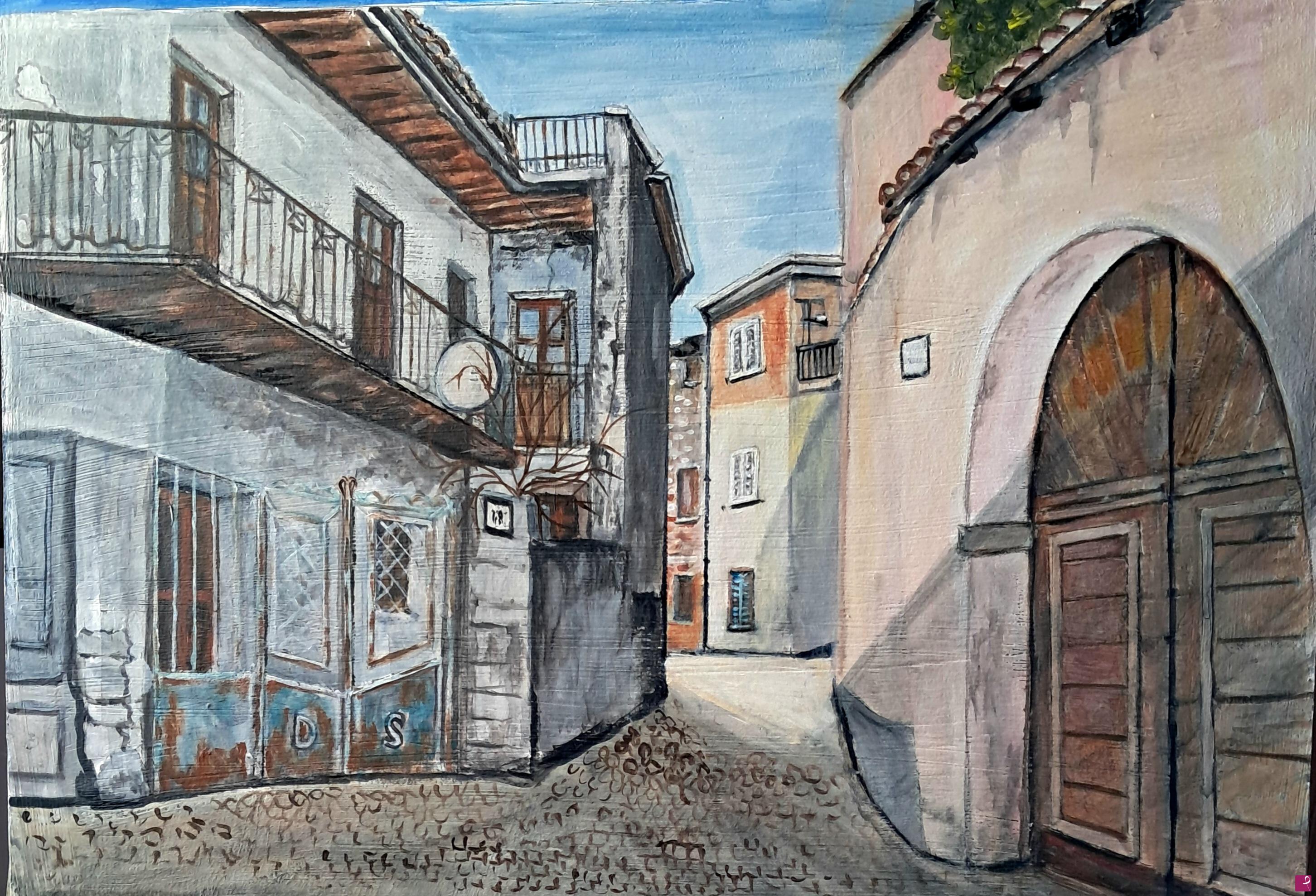 quadri in vendita online - Scorcio di paese