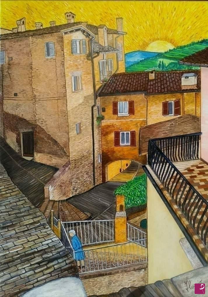 quadri in vendita online - Scorcio di Urbino
