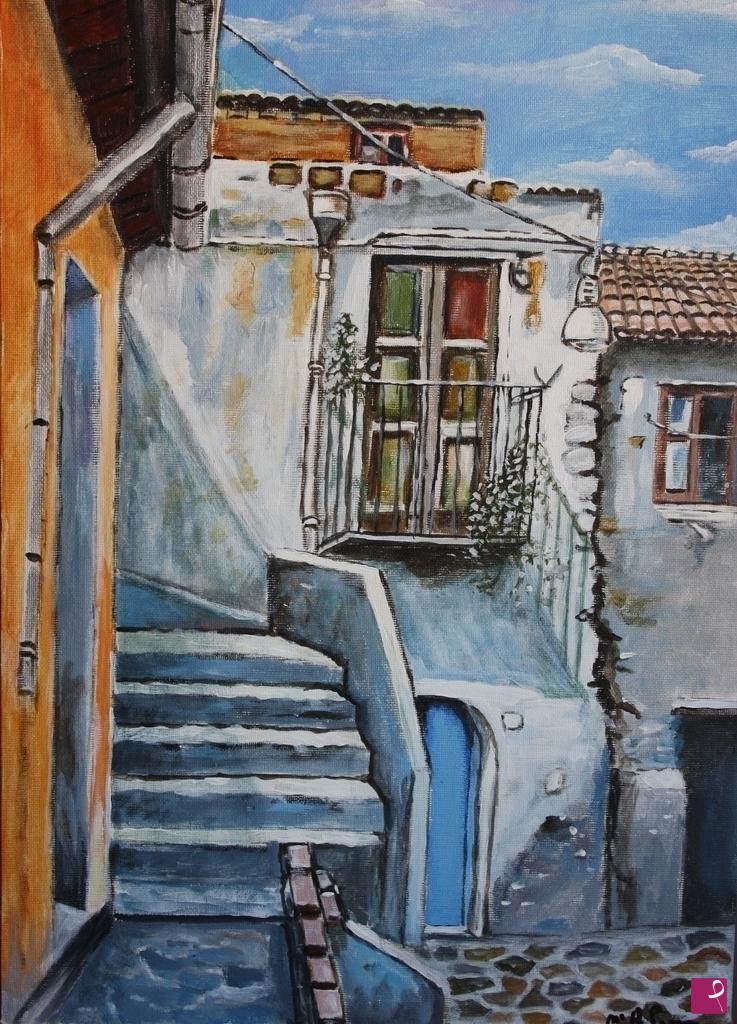 quadri in vendita online - Scorcio paesano