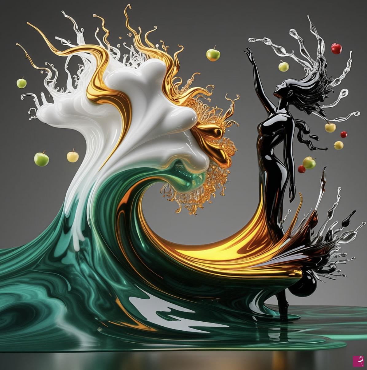 quadri in vendita online - Sea wave and girl 