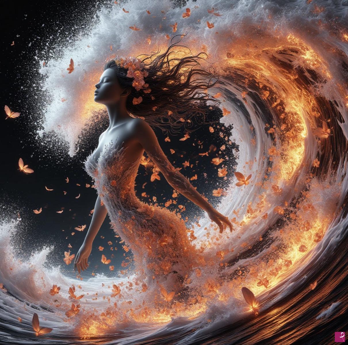 quadri in vendita online - Sea waves and girl 