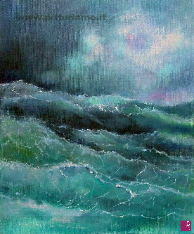 quadri in vendita online - Seastorm in Blue Phtalo