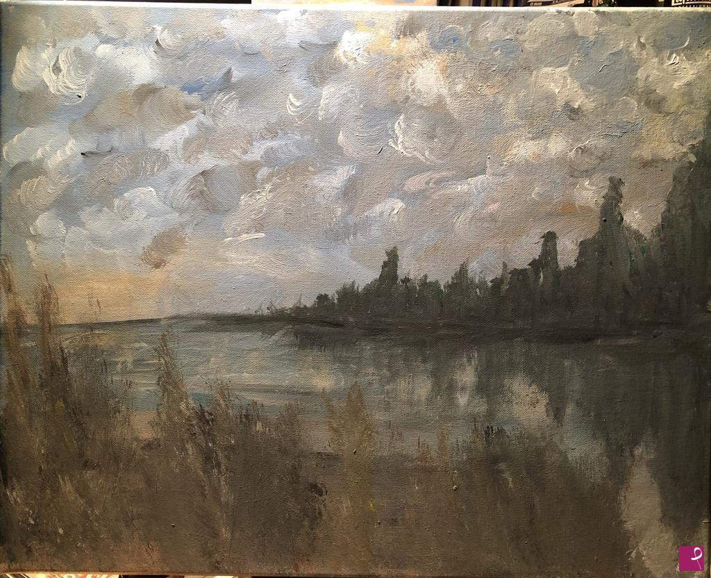 quadri in vendita online - Secluded lake