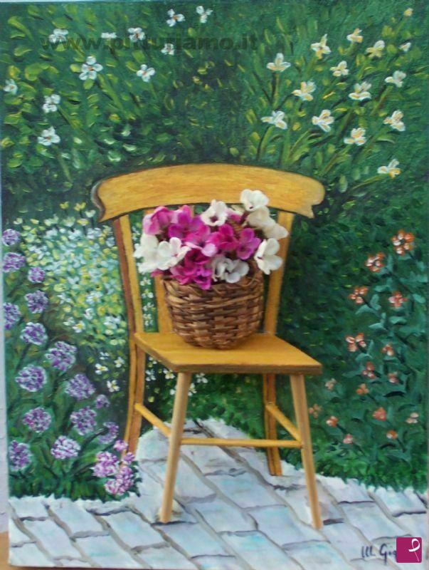 quadri in vendita online - sedia in giardino