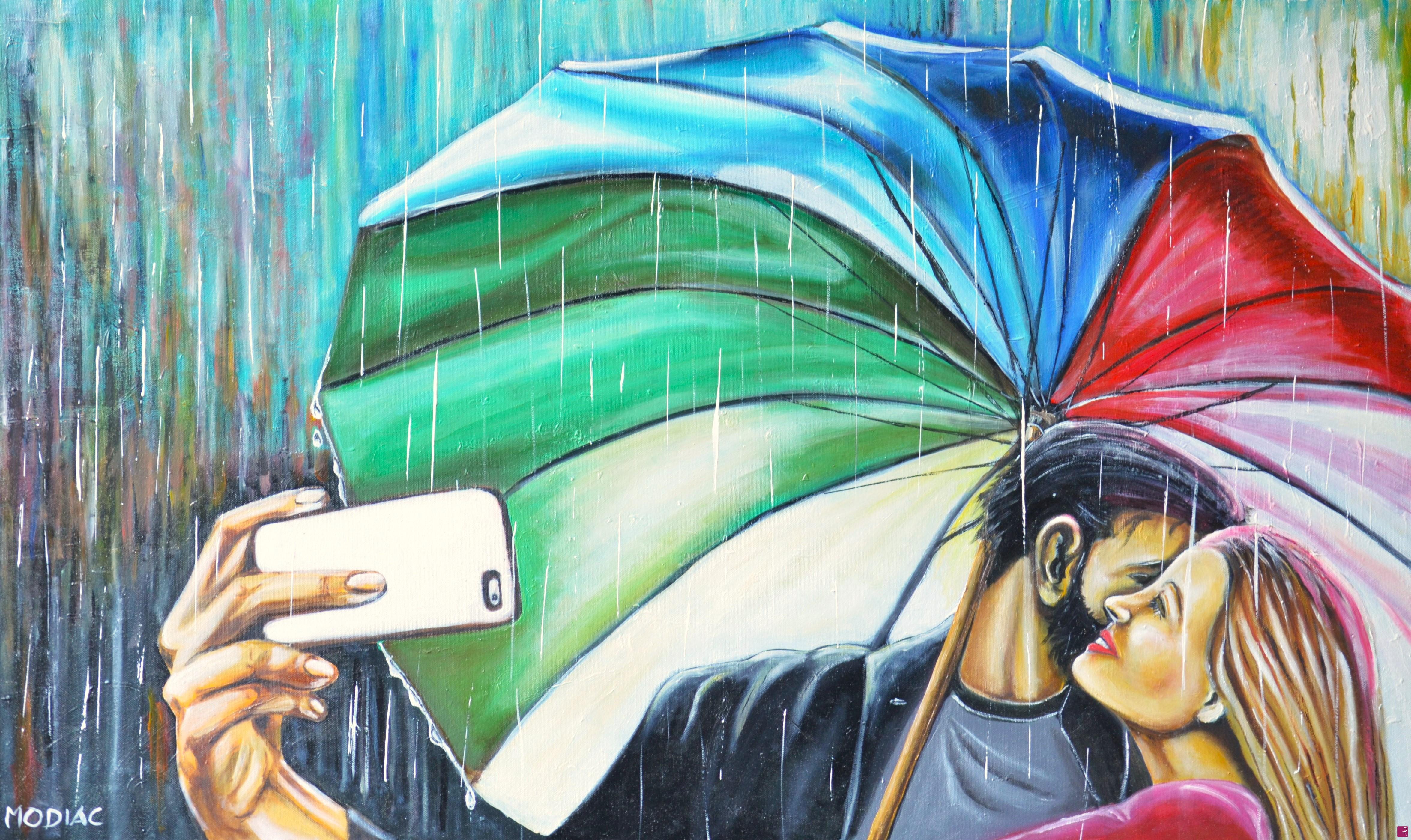 quadri in vendita online - Selfie in the rain