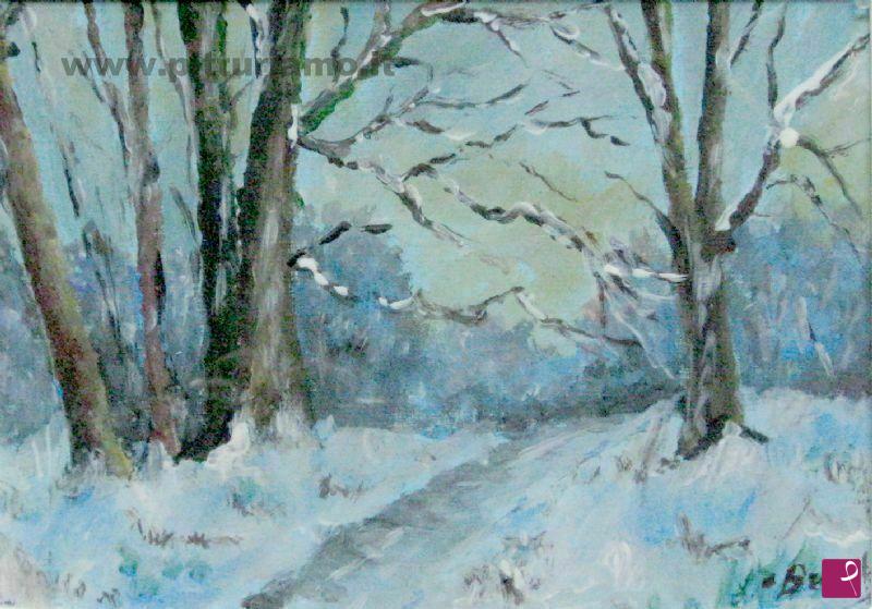 quadri in vendita online - sentiero con neve