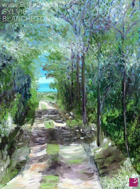 quadri in vendita online - Sentiero nel bosco  - Sentier dans le sous bois
