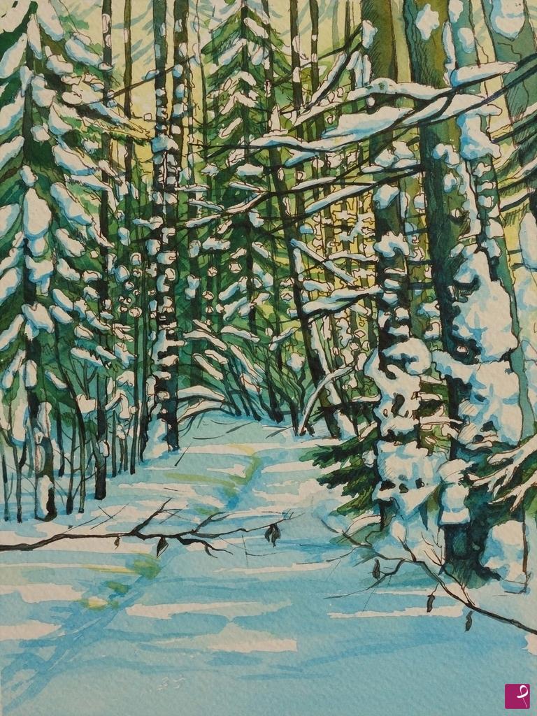 quadri in vendita online - Sentiero nel BOSCO RUSSO