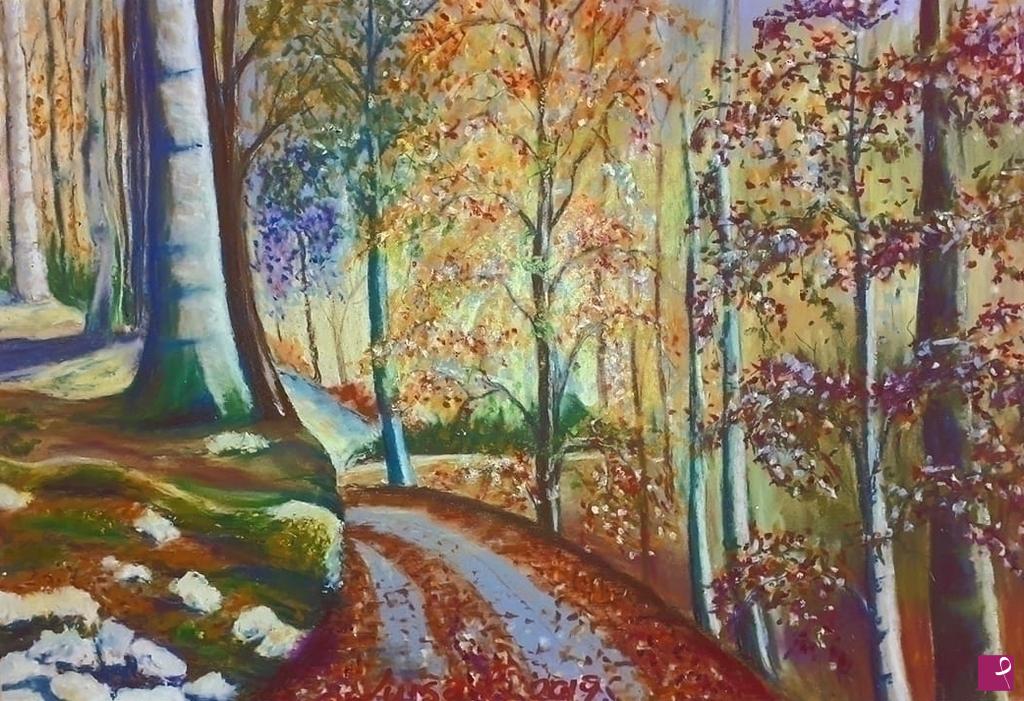 quadri in vendita online - Sentiero tra gli alberi