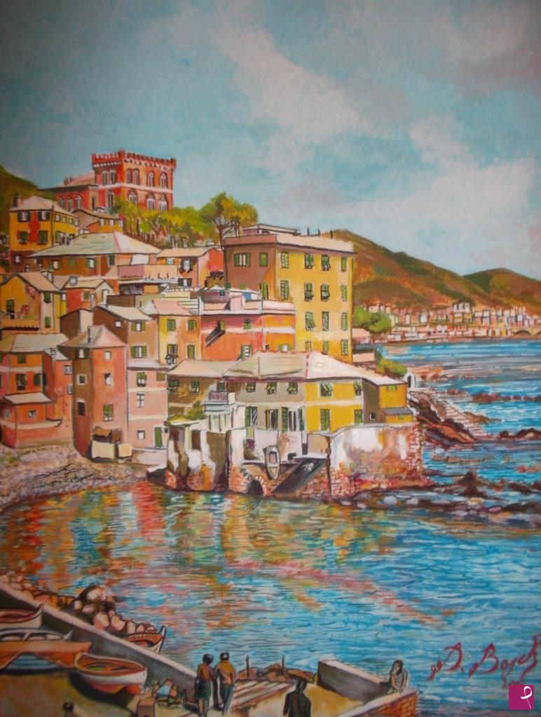 quadri in vendita online - sera d'inverno a boccadasse
