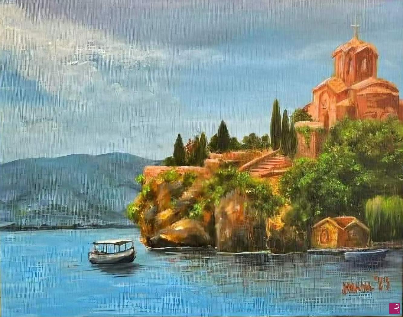 quadri in vendita online - Serenity at Lake Ohrid: St.John at Kaneo